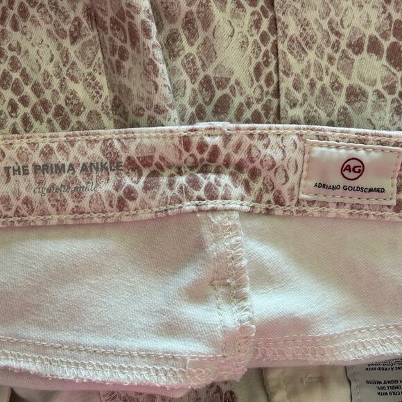 AG Adriano Goldschmied The Prima Ankle Jeans 27R Snake Print Taupe Beige - Picture 7 of 9